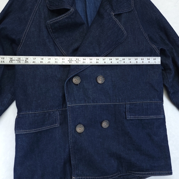 Free People Denim Car Coat Jacket 100% Cotton Oversized Rinse Wash Size M - Picture 3 of 6